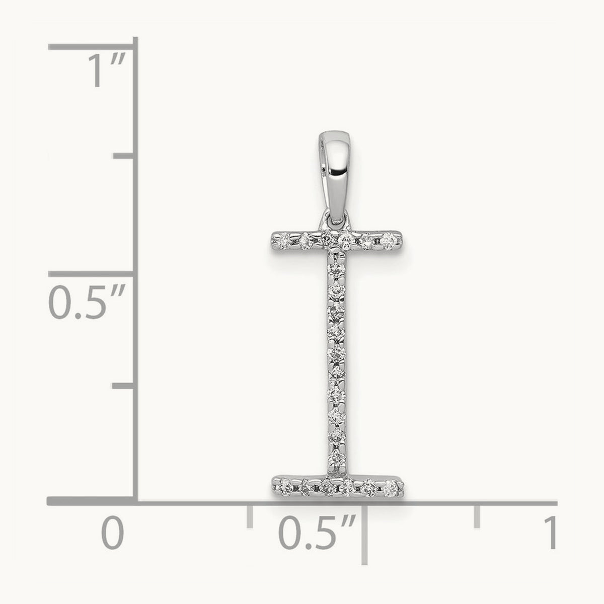 Diamond Letter I Initial Pendant, 14K White Gold