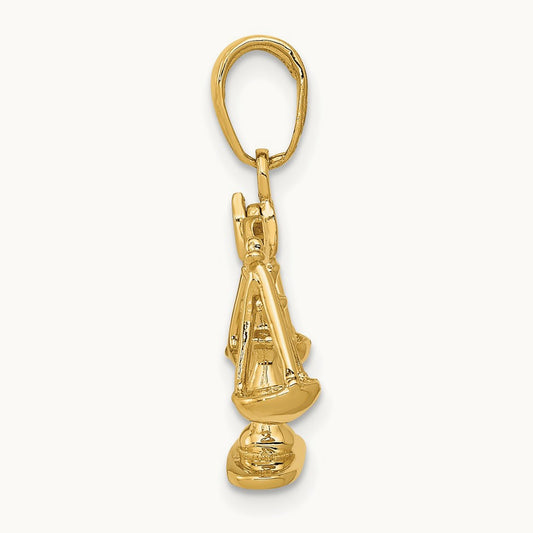 3-D Moveable Scales of Justice Pendant — 14K Yellow Gold