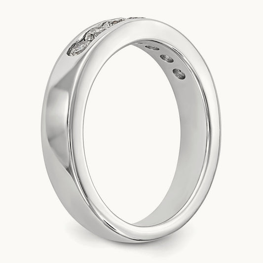 7-Stone Diamond Channel Band, 14K White Gold