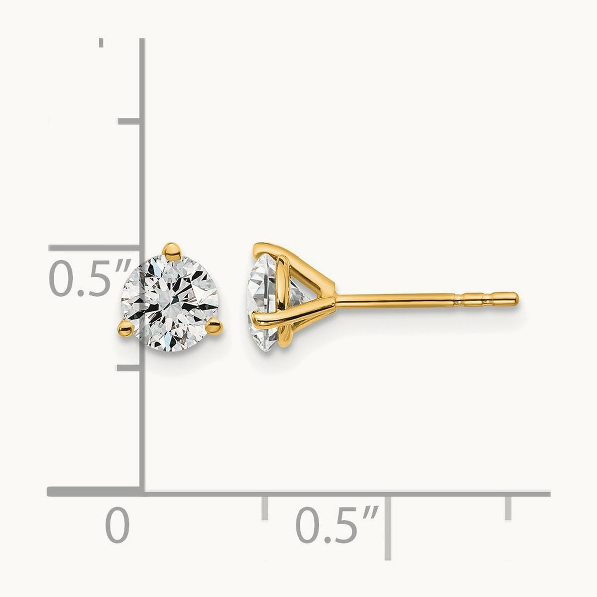 Round Stud Earrings, 0.10-6.00 ct tw Lab-Grown Diamond — 1 ct, 14K Yellow Gold