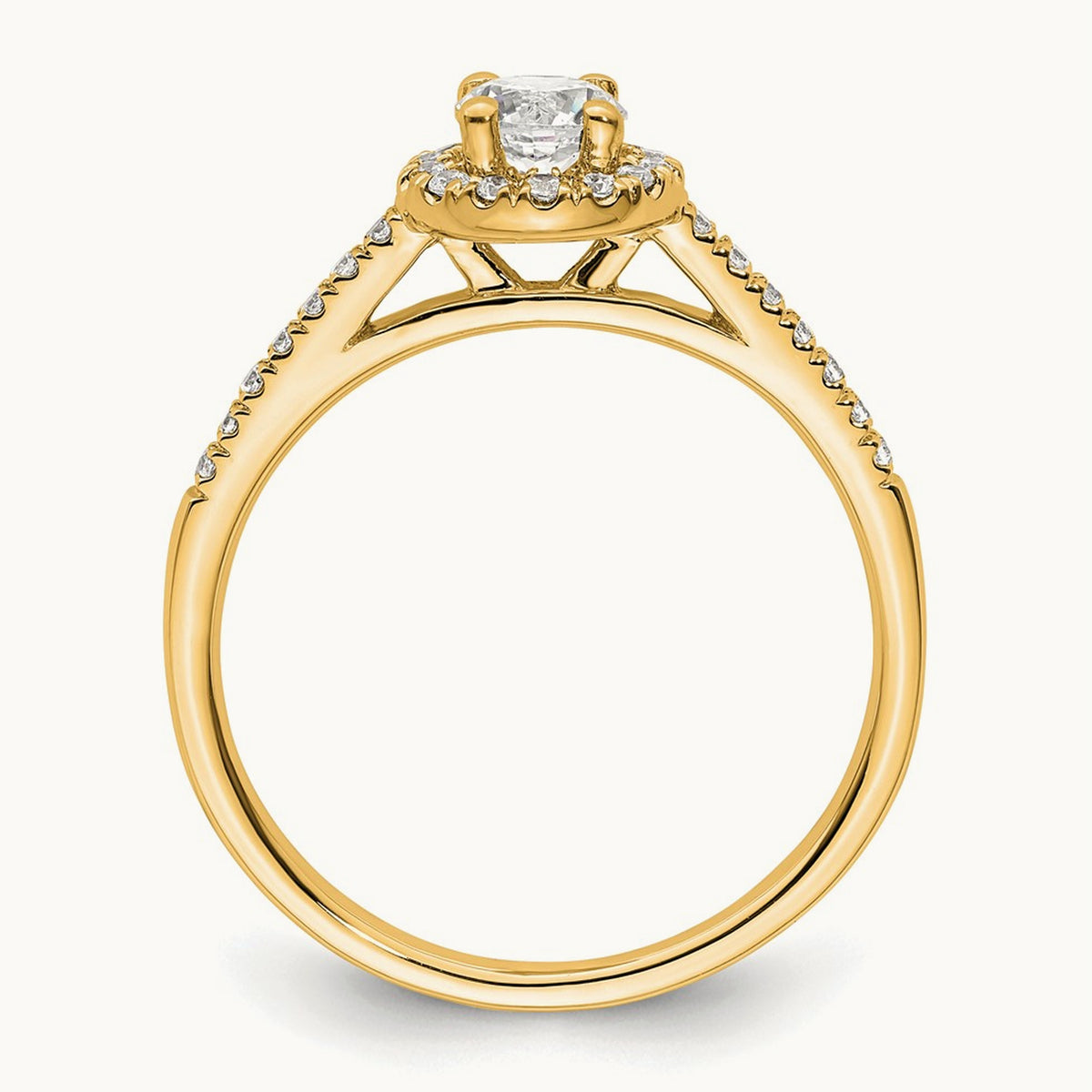 Round Semi-Mount Halo Engagement Ring, 0.15-0.50 ct tw — 1/6 ct, 14K Yellow Gold