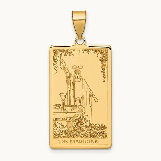 The Magician Tarot Card Pendant, 14K Yellow Gold