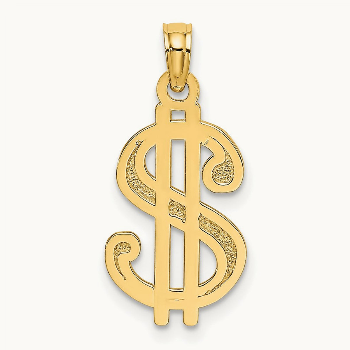 Textured Dollar Sign Charm, 14K