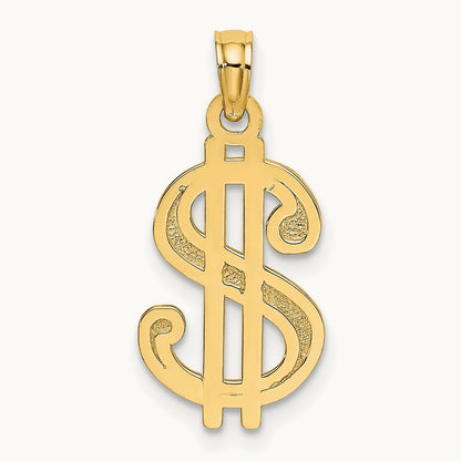 Textured Dollar Sign Charm, 14K