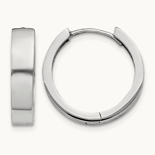 Round Hinged Earrings, 14K White Gold