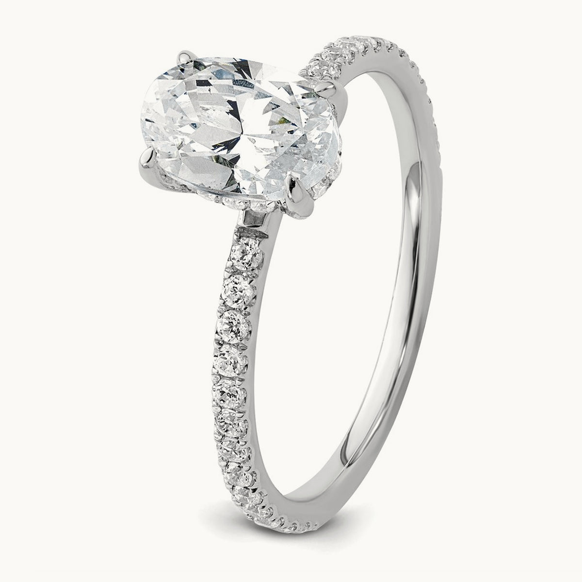 Oval Solitaire Engagement Ring, 1.25-4.50 ct tw Lab-Grown Diamond — 14K White Gold, 7