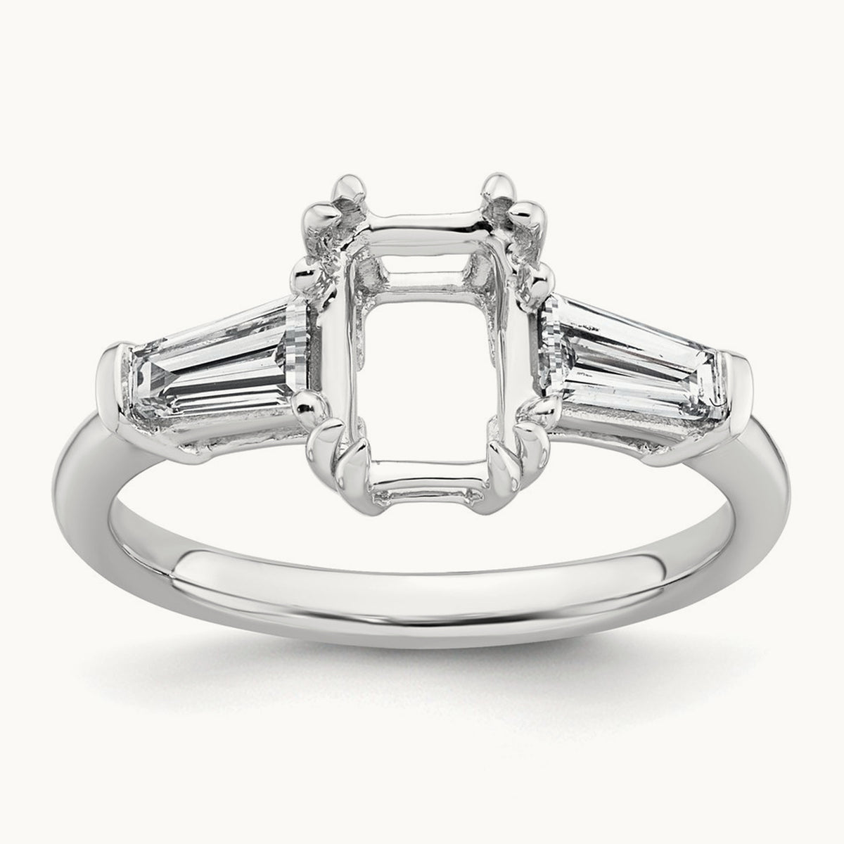Emerald Center Semi-Mount Engagement Ring — 14K White Gold, 3/4 ct, 7