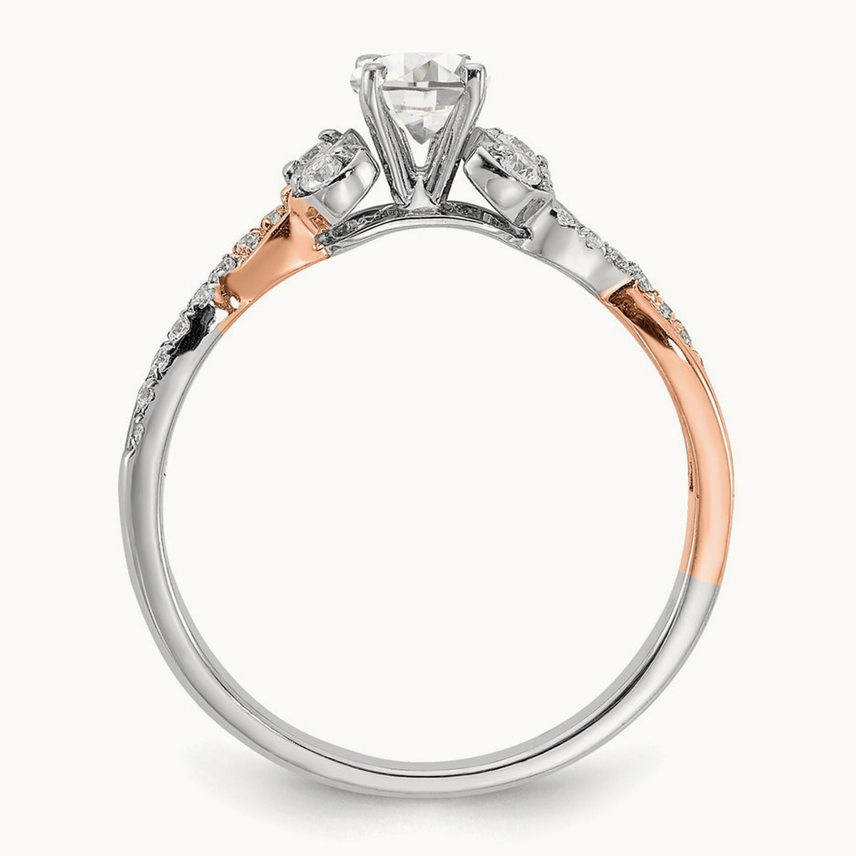 And Rose Gold Semi-Mount Engagement Ring, 0.15 ct tw