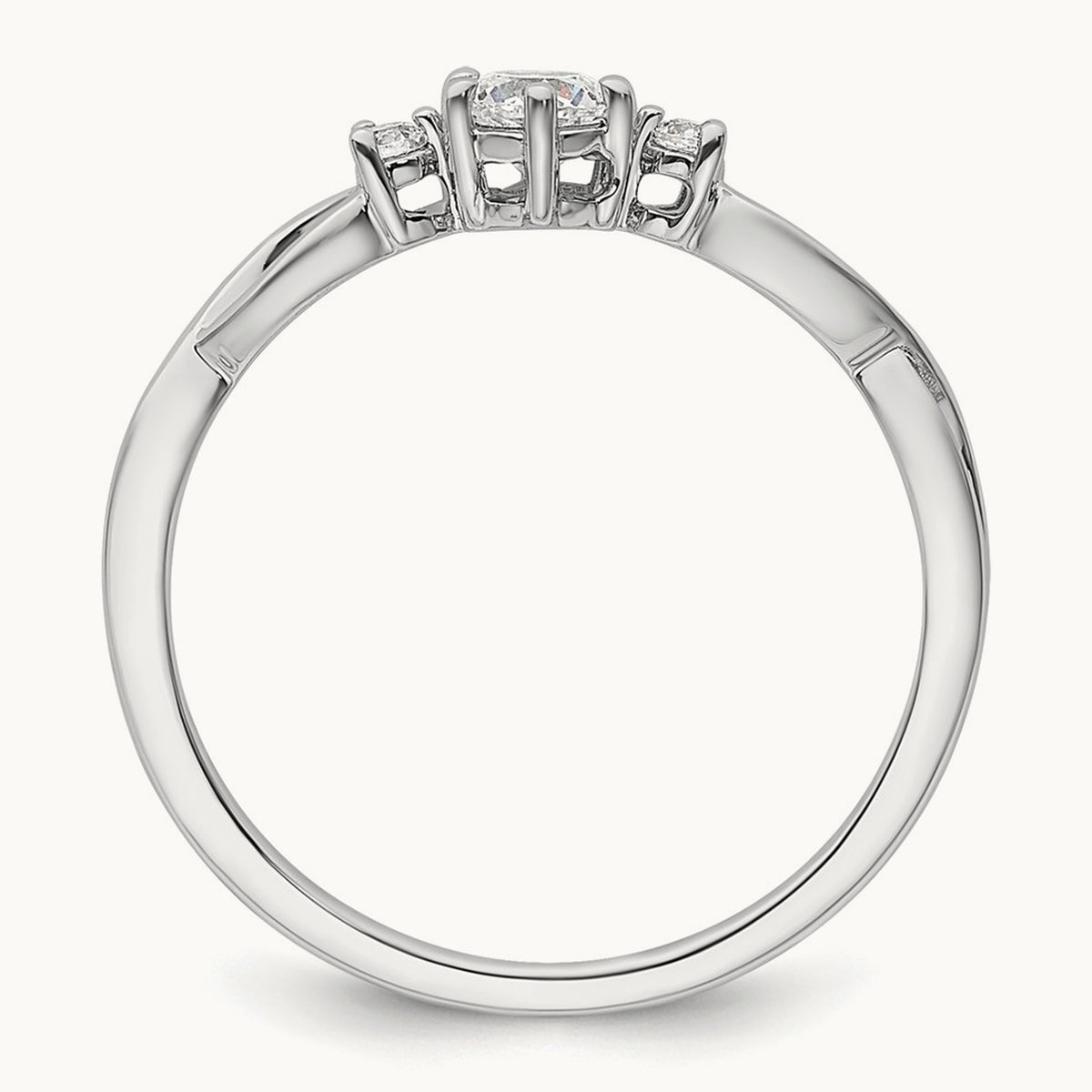 Complete Diamond 3 Stone Infinity Engagement Ring, 14K White Gold