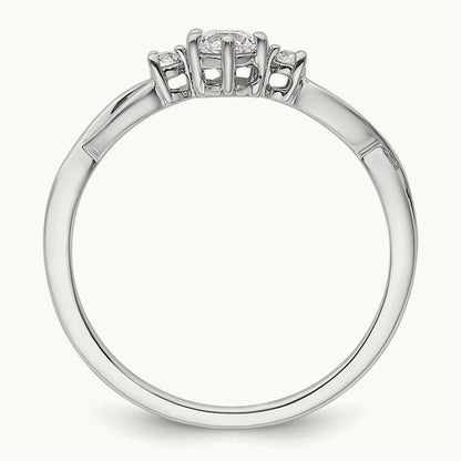 Complete Diamond 3 Stone Infinity Engagement Ring, 14K White Gold