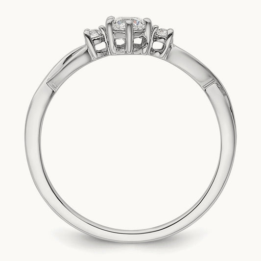 Complete Diamond 3 Stone Infinity Engagement Ring, 14K White Gold
