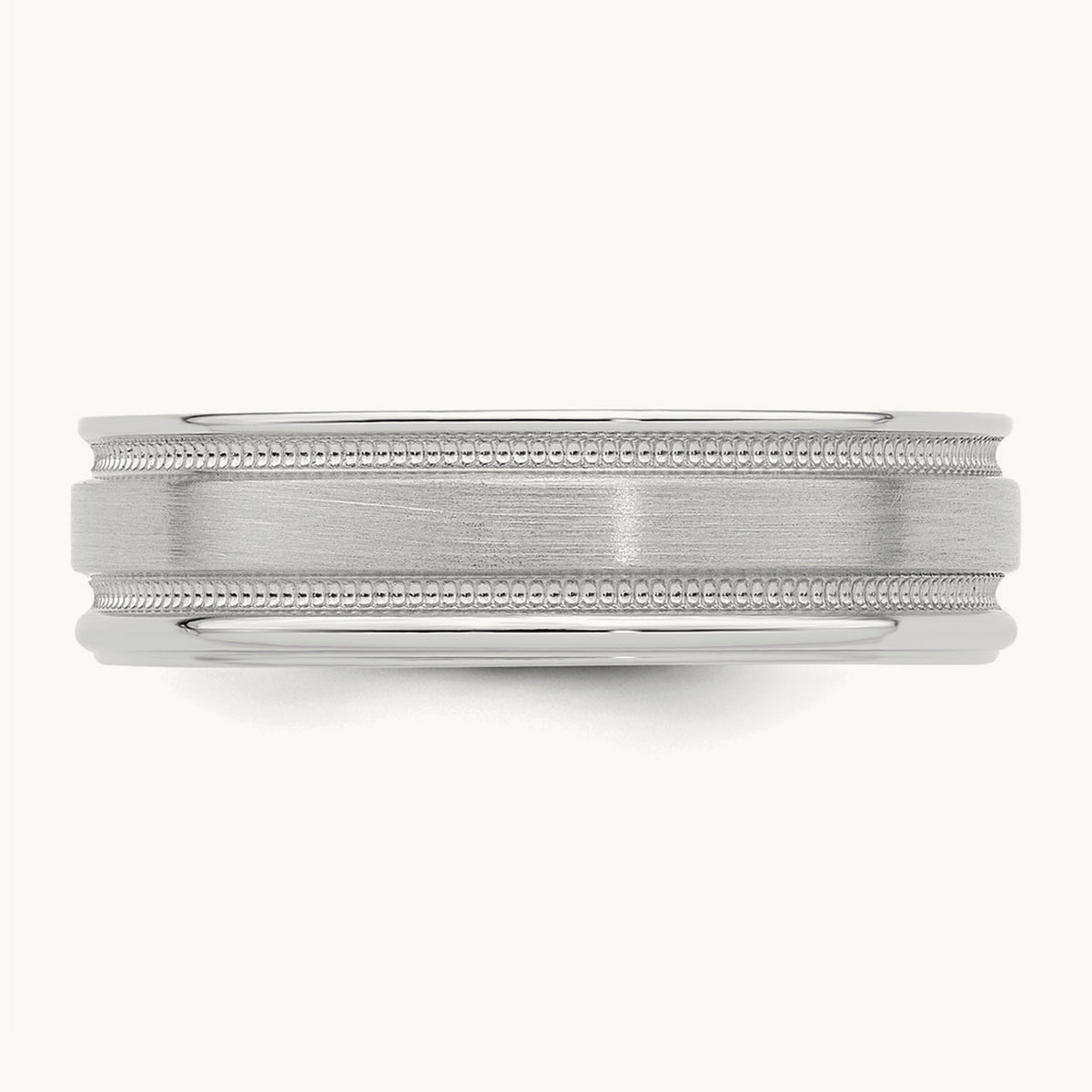 Light Comfort Fit Brush Satin Fancy Band, 14K White Gold