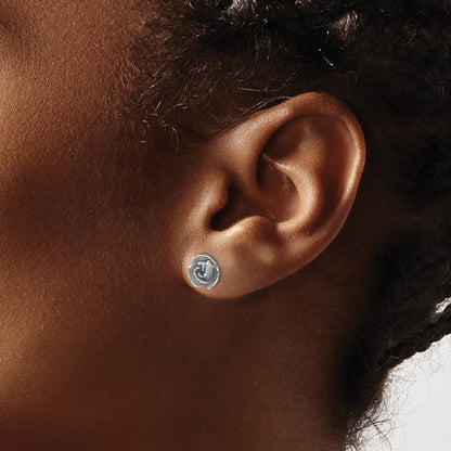 Satin Finish Diamond-cut Post Earrings — 14K Two-Tone Gold, 7mm