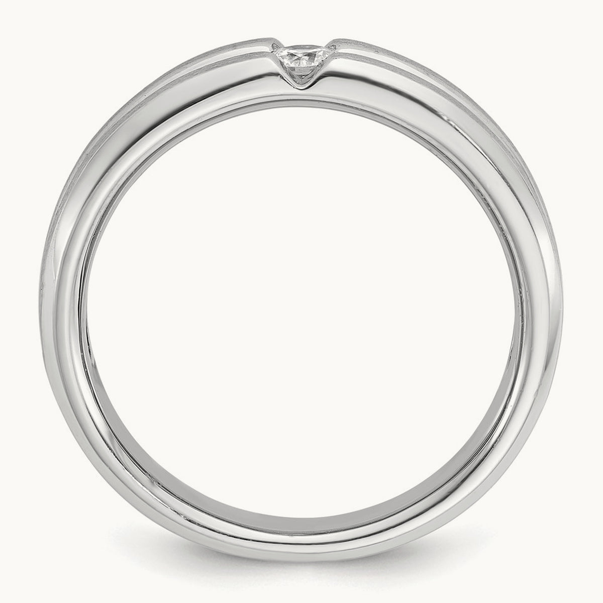 IBGoodman Men's Polished/Satin Diamond Complete Ring, 14K White Gold