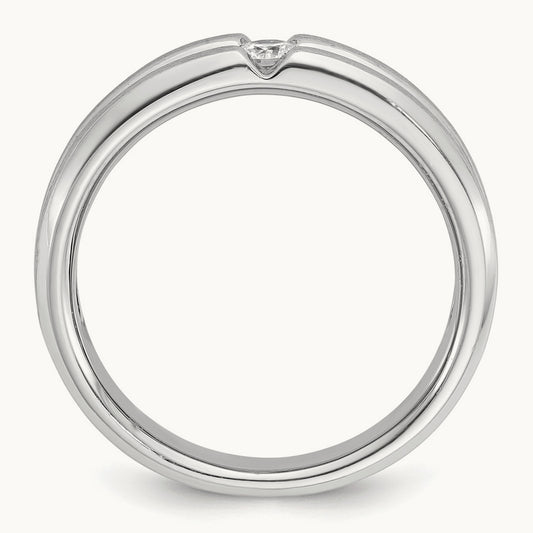 IBGoodman Men's Polished/Satin Diamond Complete Ring, 14K White Gold