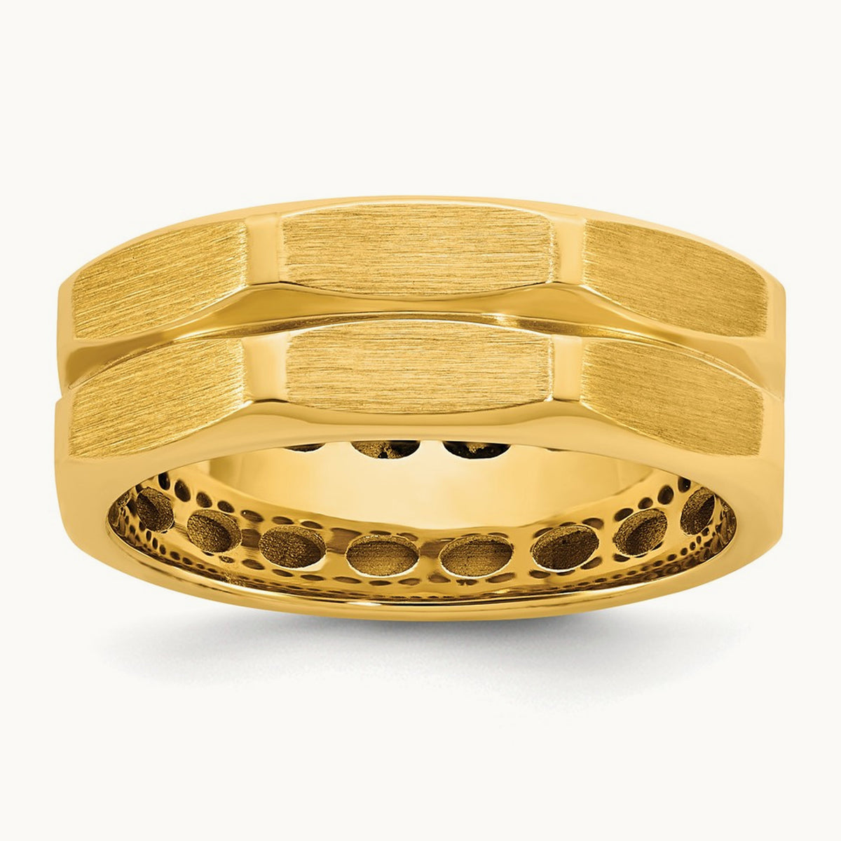 IB Goodman Men's Satin Octagonal Ring, 7.7mm, 14K Gold — 14K Yellow Gold