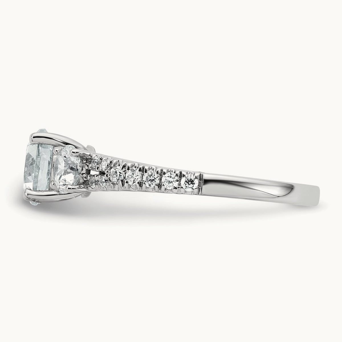 Round Semi-Mount 3 Stone Engagement Ring, 0.50 ct tw Lab-Grown Diamond — 14K White Gold