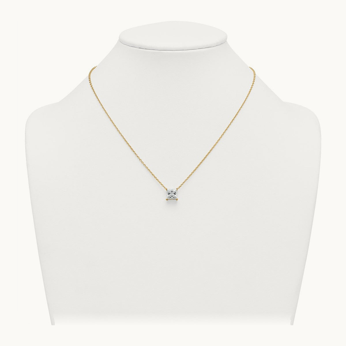 Princess Pendant Necklace, 0.25-4.00 ct tw Lab-Grown Diamond — 3 ct, 14K Yellow Gold