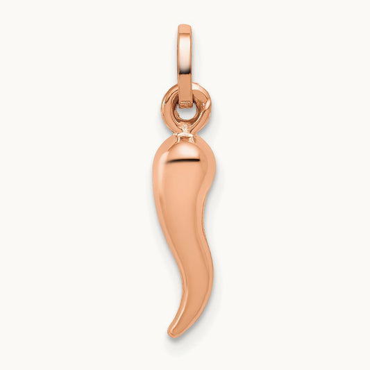 Hollow Italian Horn Charm — 14K Rose Gold