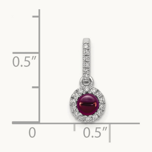 Diamond and Cabochon .47 Rhodolite Garnet Pendant, 14K White Gold