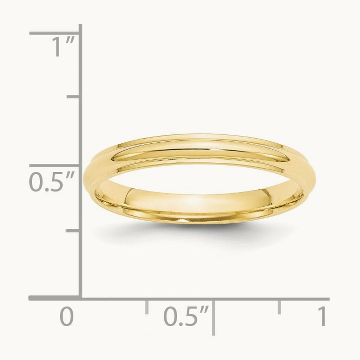 Half Round with Edge Band, 3mm, 10K Yellow Gold