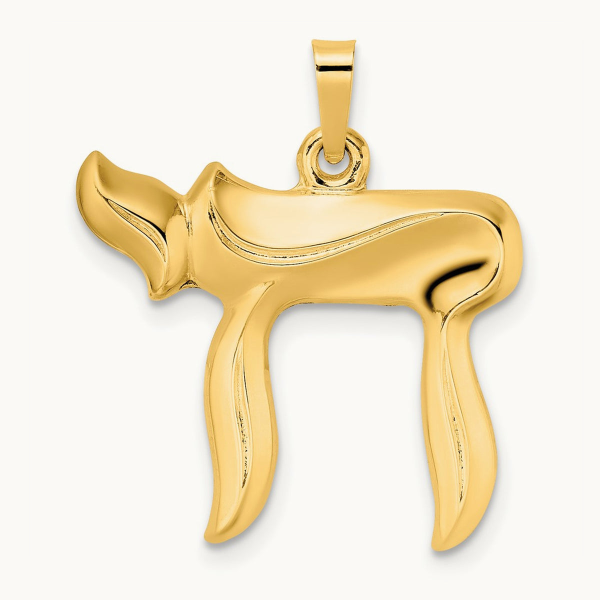 Polished Hollow Chai Symbol Pendant — 24mm