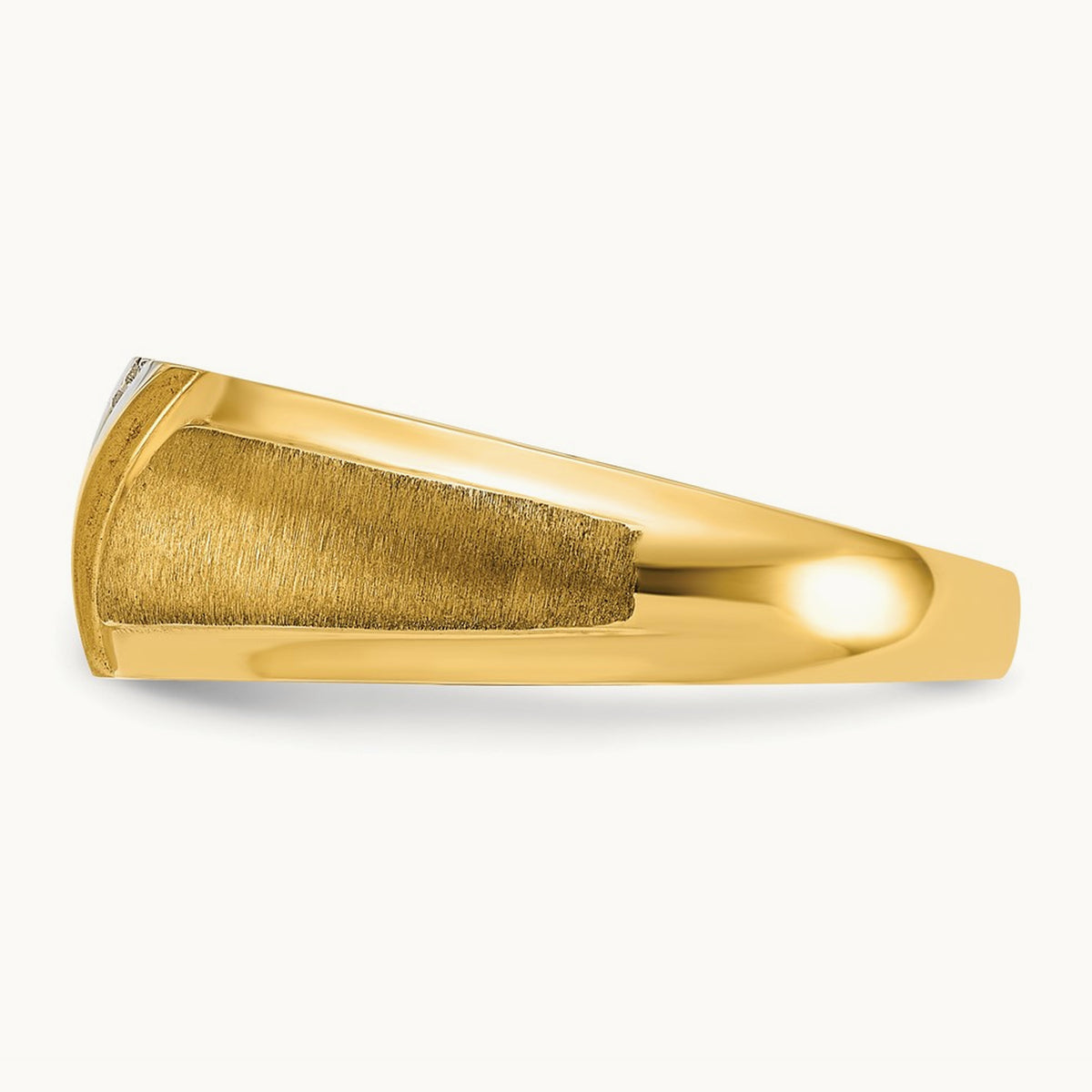 w/ White RH IBGoodman Men's Polished & Satin AA Diamond Ring, 14K