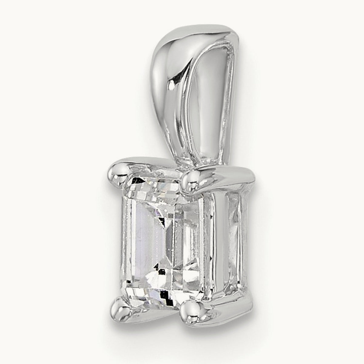 Emerald Four-Prong Pendant, 1/2-5 ct Lab-Grown Diamond — 14K White Gold