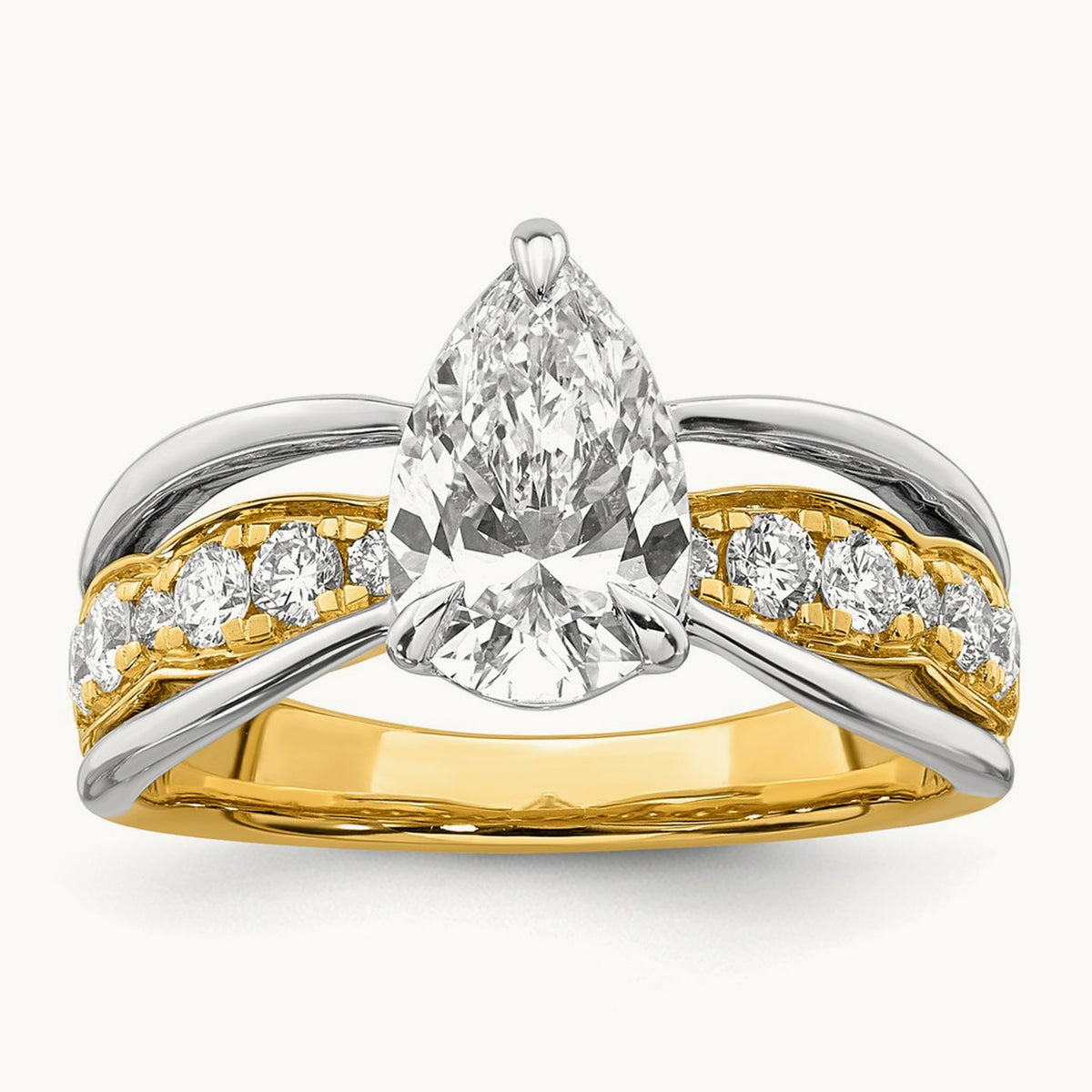 14ktt Certified Pear Center Lab Grown Diamond VS+ F+ Ring — 1.97 ct tw