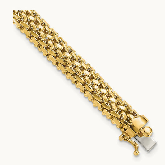7.25in Polished Mesh Bracelet — 14K Yellow Gold, 6.75mm