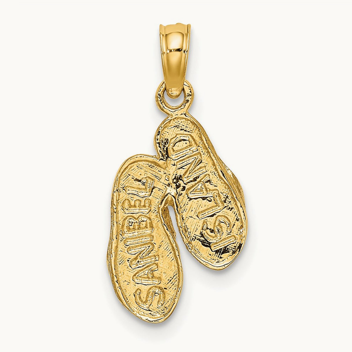 3D SANIBEL ISLAND Double Flip Flop Charm, 14K with White Rhodium