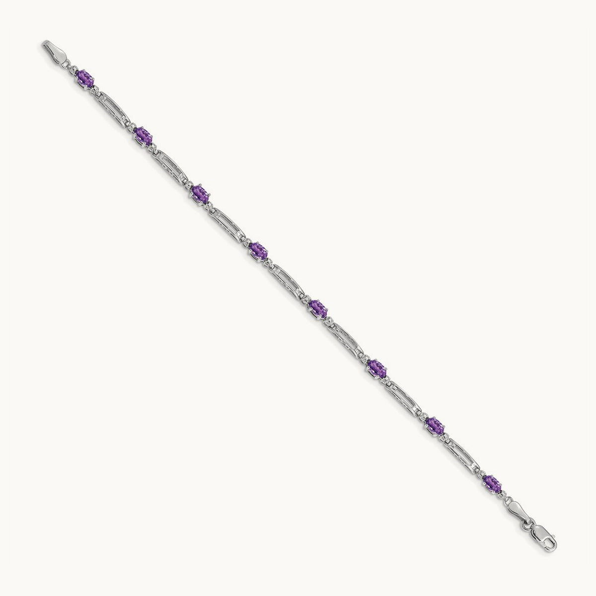 Diamond and Amethyst Bracelet — 14K White Gold