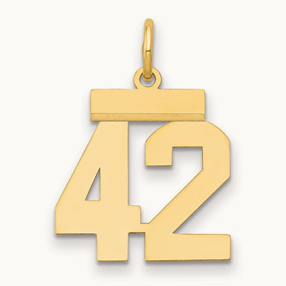 Small Polished Number 42 Charm, 14K