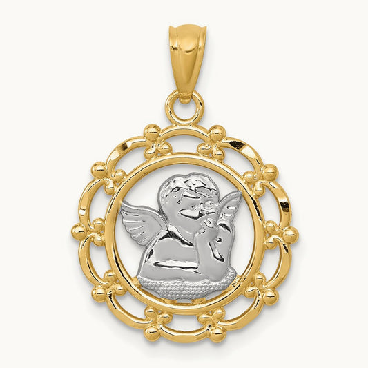 w/Rhodium Angel Pendant, 14K
