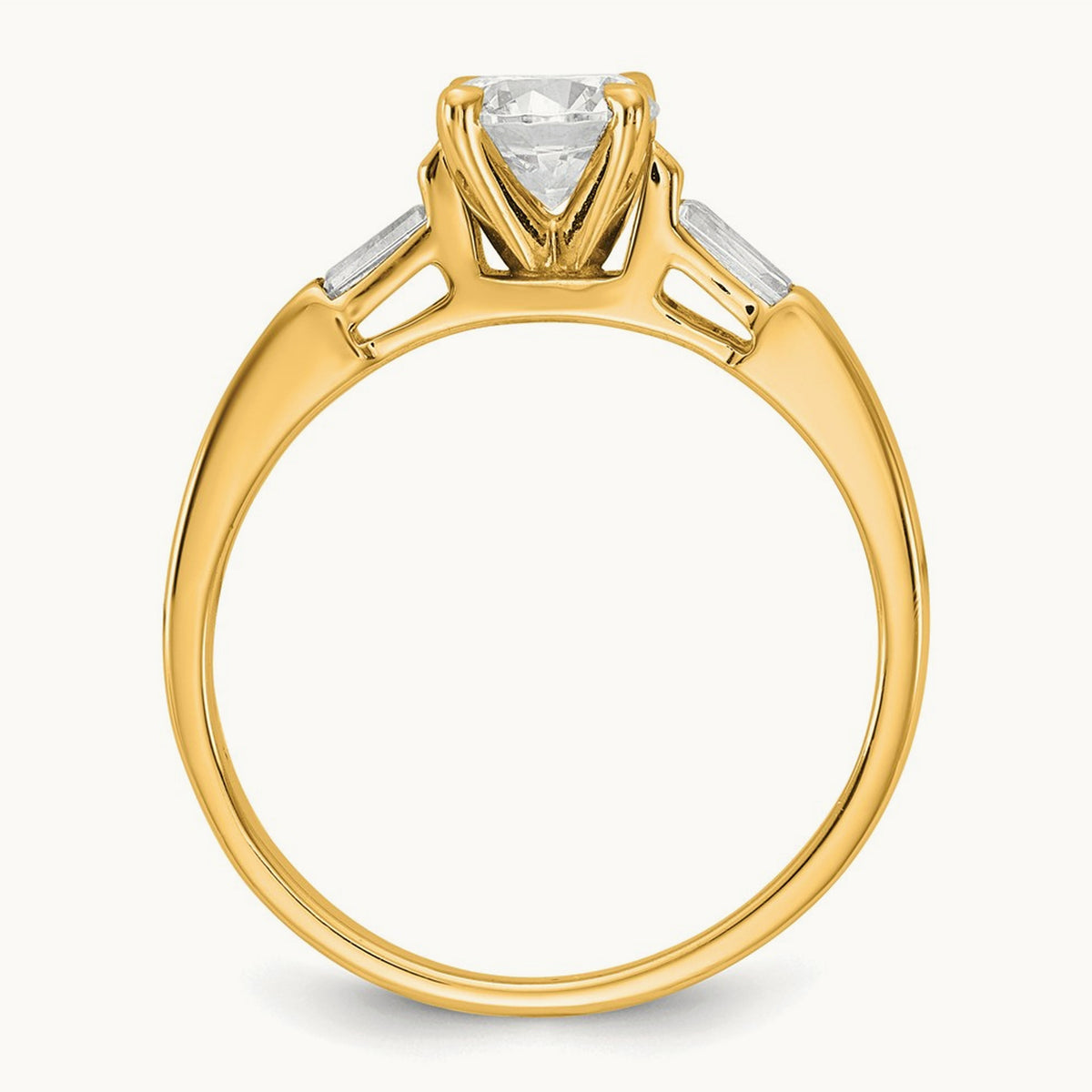 Setting: Gold 3-Stone Diamond Peg Set Engagement Ring — 14K Yellow Gold, 7