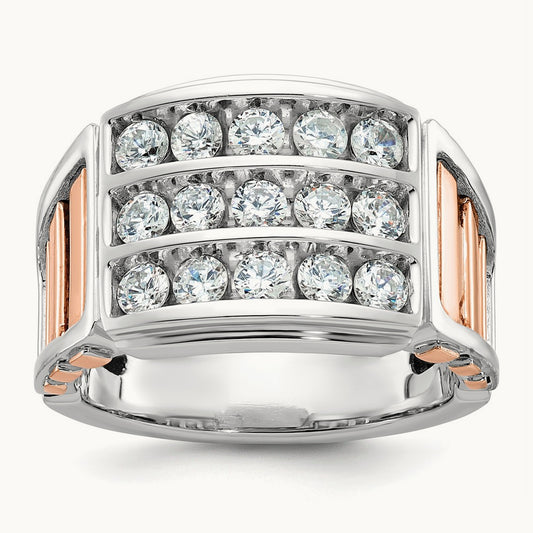 3-Row Men's Ring, 1.50 ct tw Lab-Grown Diamond