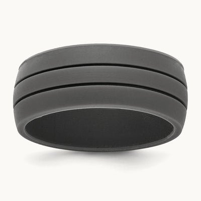 Silicone Dark Gray 8.50mm Grooved Band