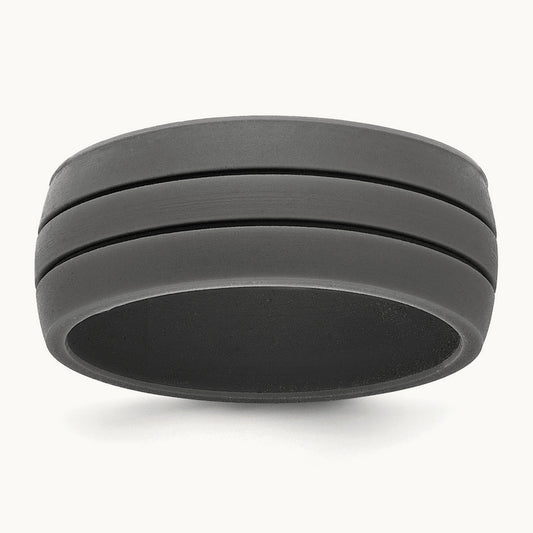 Silicone Dark Gray 8.50mm Grooved Band