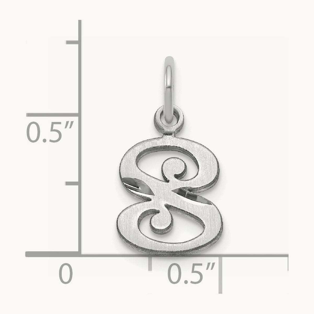Diamond-cut Initial Charm — 14K White Gold, S