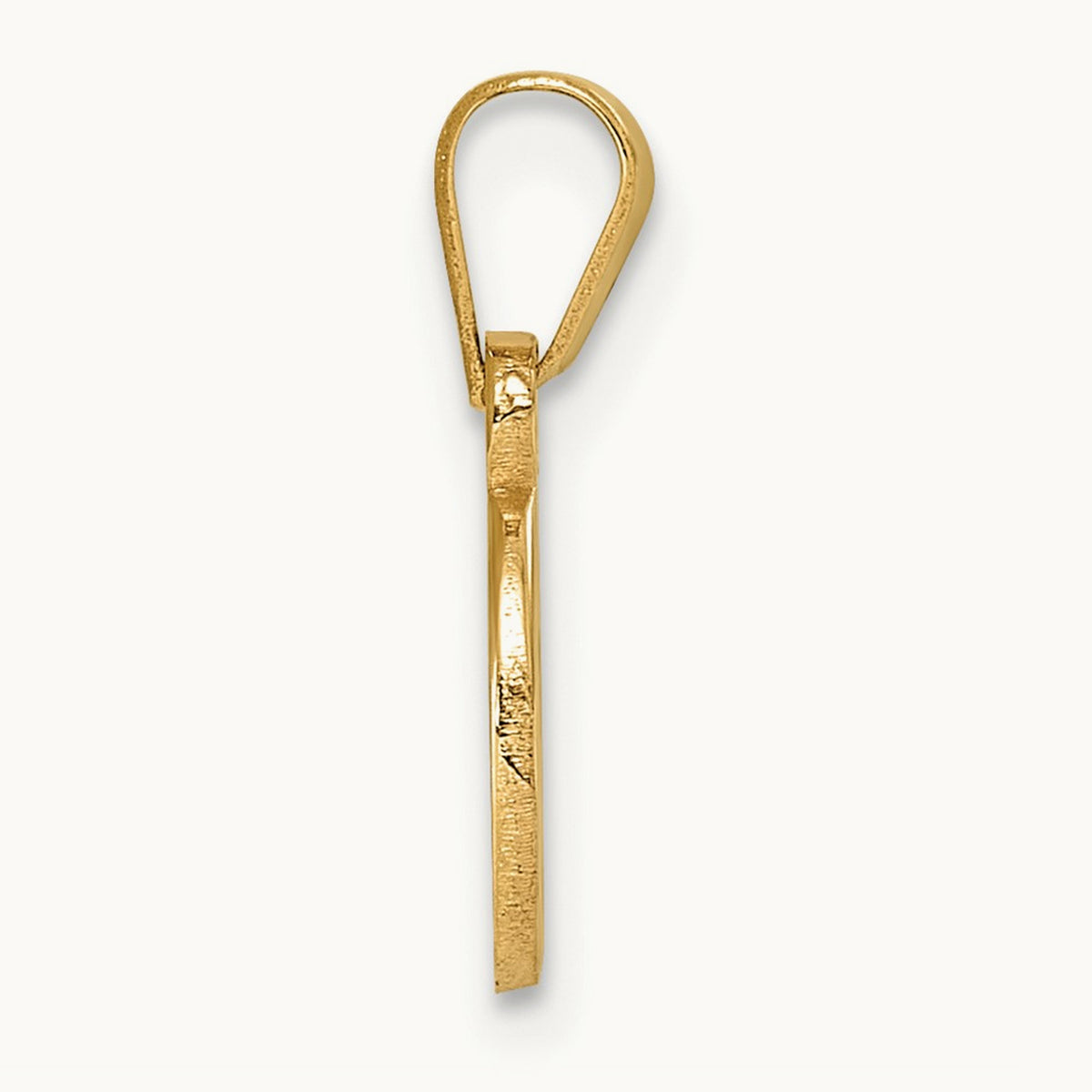 Polished Block Initial Pendant — 14K Yellow Gold, O