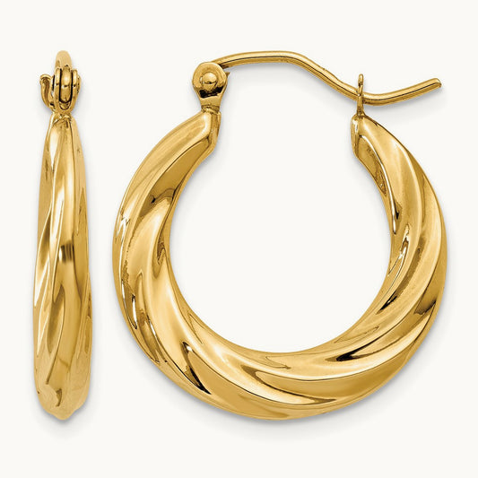Polished Twisted Hollow Hoop Earrings — photo set