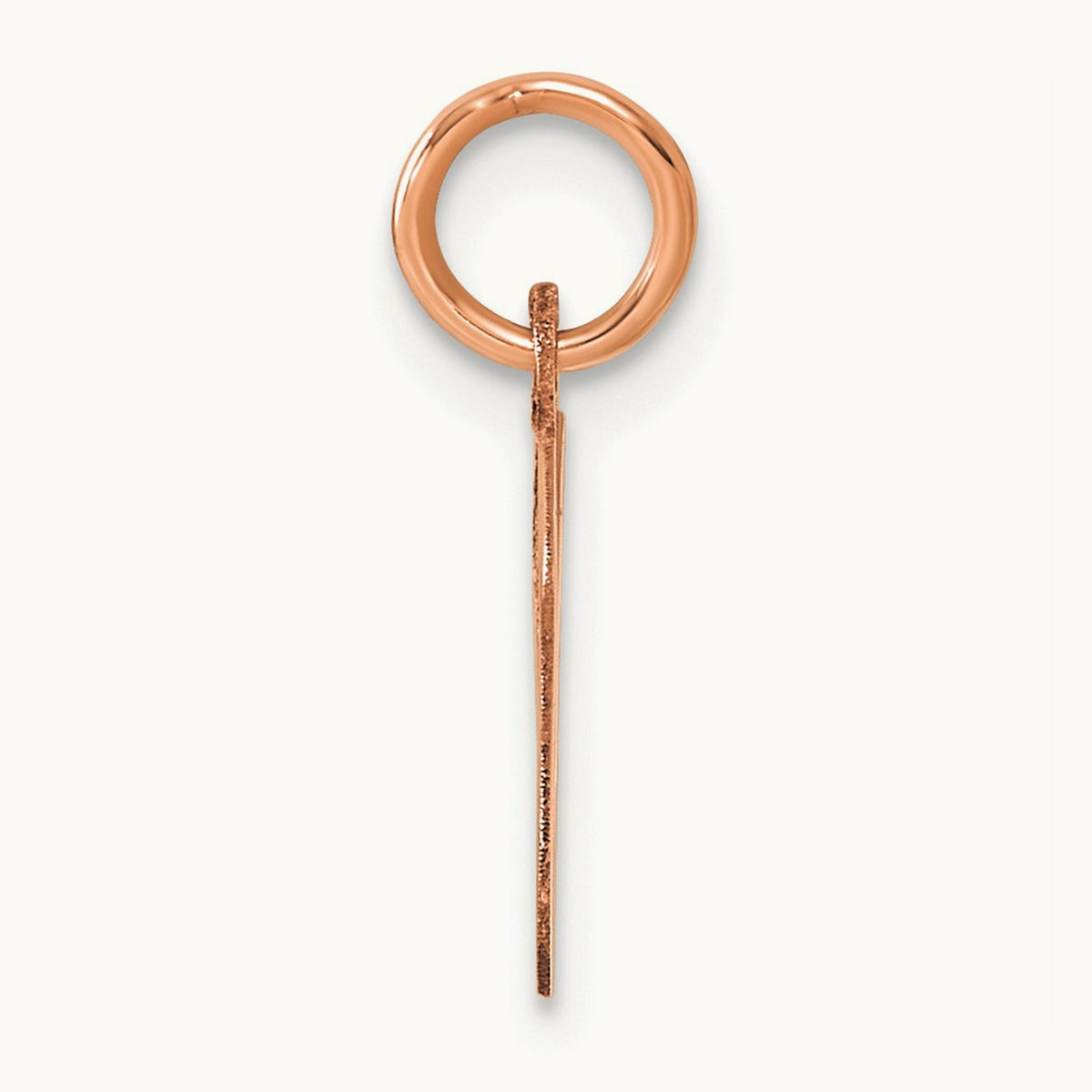 Small Script Letter V Initial Charm, 14K Rose Gold