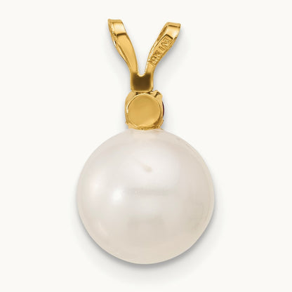 Ruby 8- White Round FWC Pearl Pendant, 8.5mm, 14K