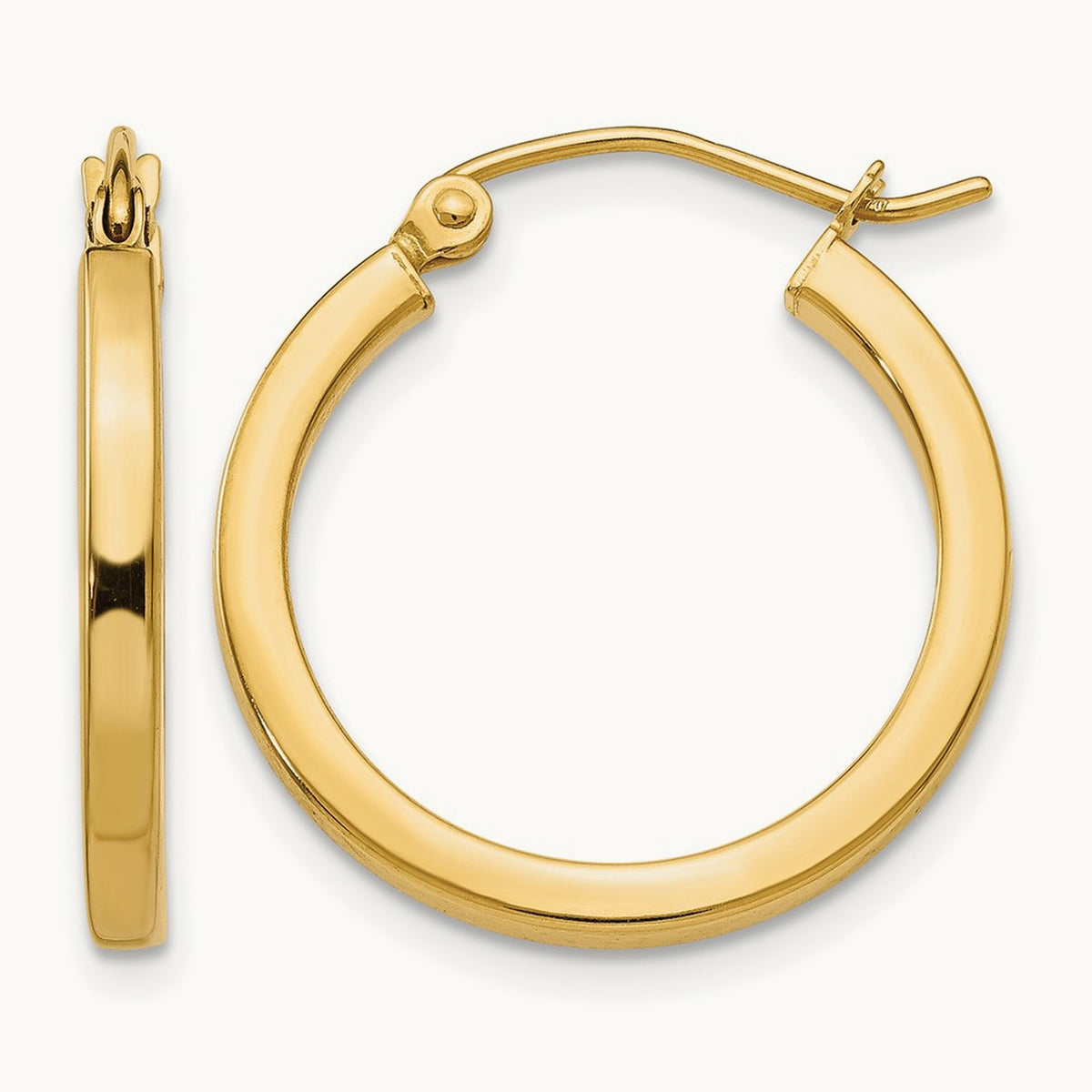 Square Tube Hoop Earrings — 14K Yellow Gold