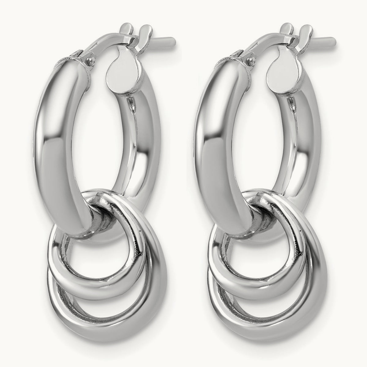 RH-plated Polished Circle Dangle Hoop Earrings, Sterling Silver — Leslie's