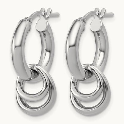 RH-plated Polished Circle Dangle Hoop Earrings, Sterling Silver — Leslie's