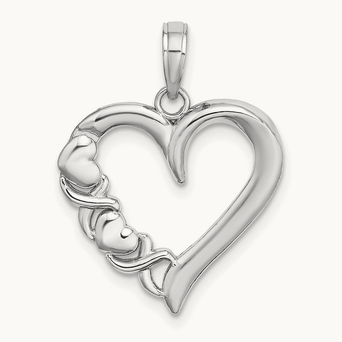 Polished Heart and -X- Pendant — 14K White Gold