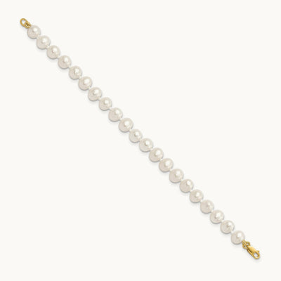 5- FW Cultured Pearl 5in Bracelet, 14in Necklace & Earring Set, 6mm, 14K