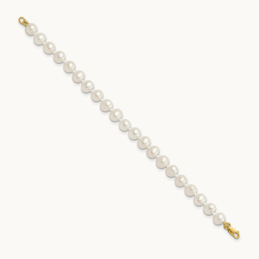 5- FW Cultured Pearl 5in Bracelet, 14in Necklace & Earring Set, 6mm, 14K