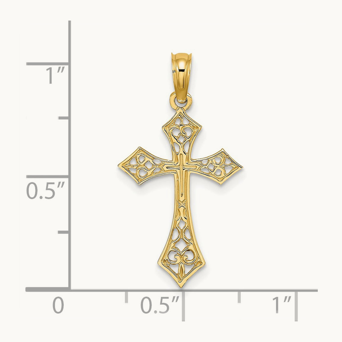 Filigree Cross Charm — 14K Yellow Gold